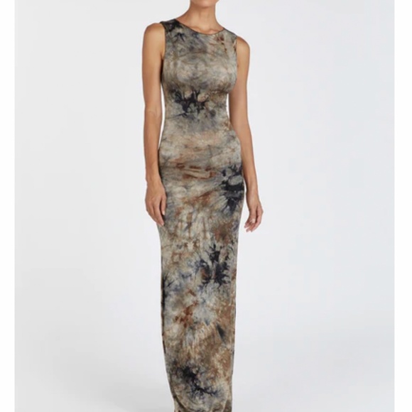 NEW DISSH Sawyer Tie-Dye Midi/Maxi Dress - Taupe Beige Blue - Picture 8 of 10